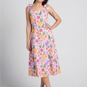 Princess Highway ModCloth Fruit Novelty Print Vintage Midi Ants Dress 12 Medium